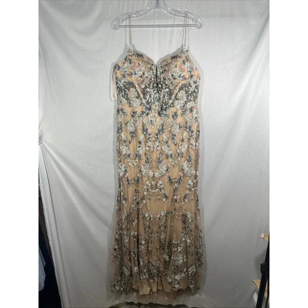 NWT $798 Mac Duggal [ 14 ] 79313 Embroidered Spaghetti Strap Trumpet Gown #J1687 - Picture 9 of 14